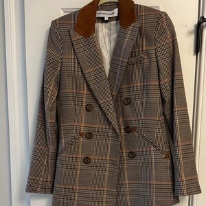 Veronica Beard Tan and Brown Checkered Blazer